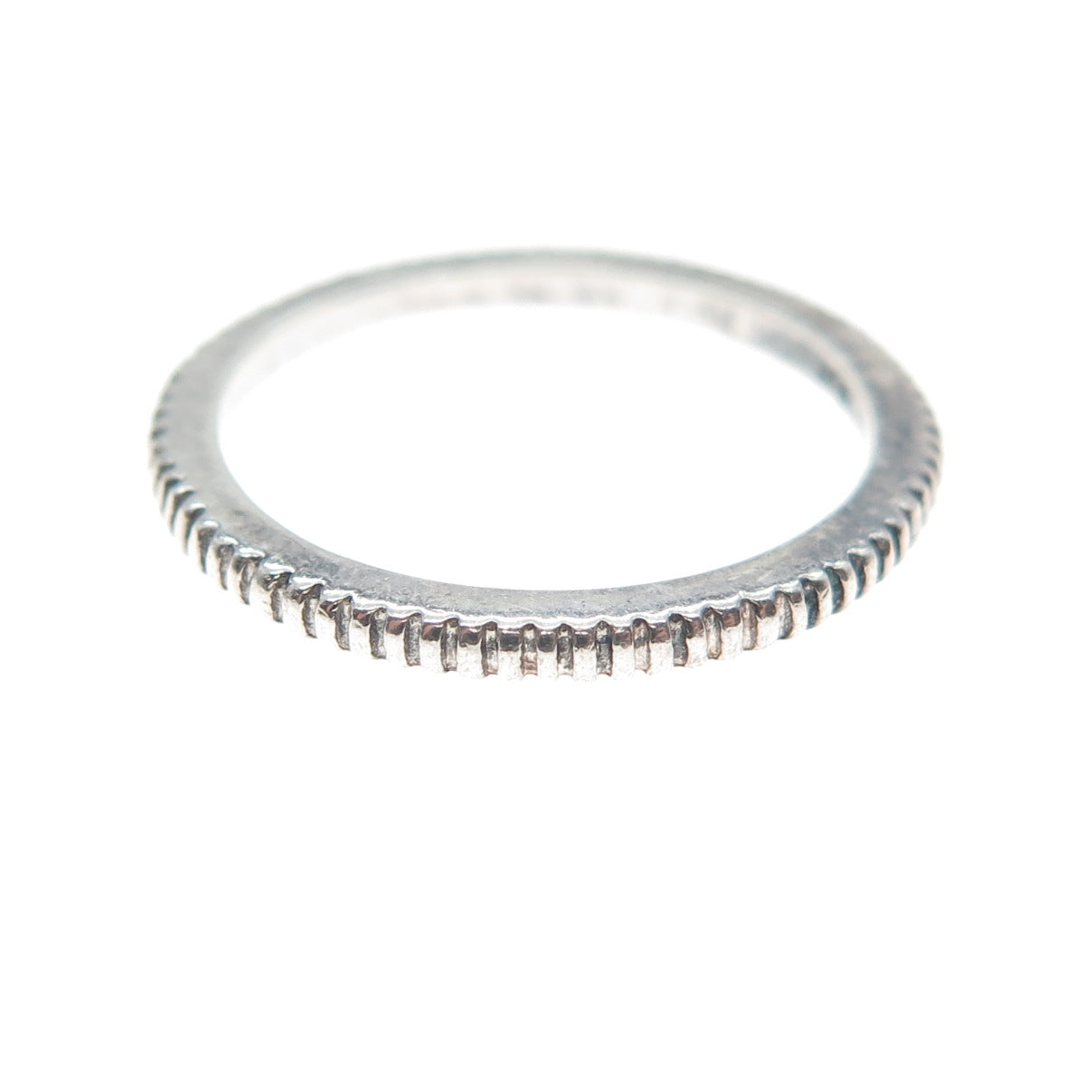 925 Sterling Silver Vintage Ribbed Oxidized Band Ring Size 5.25