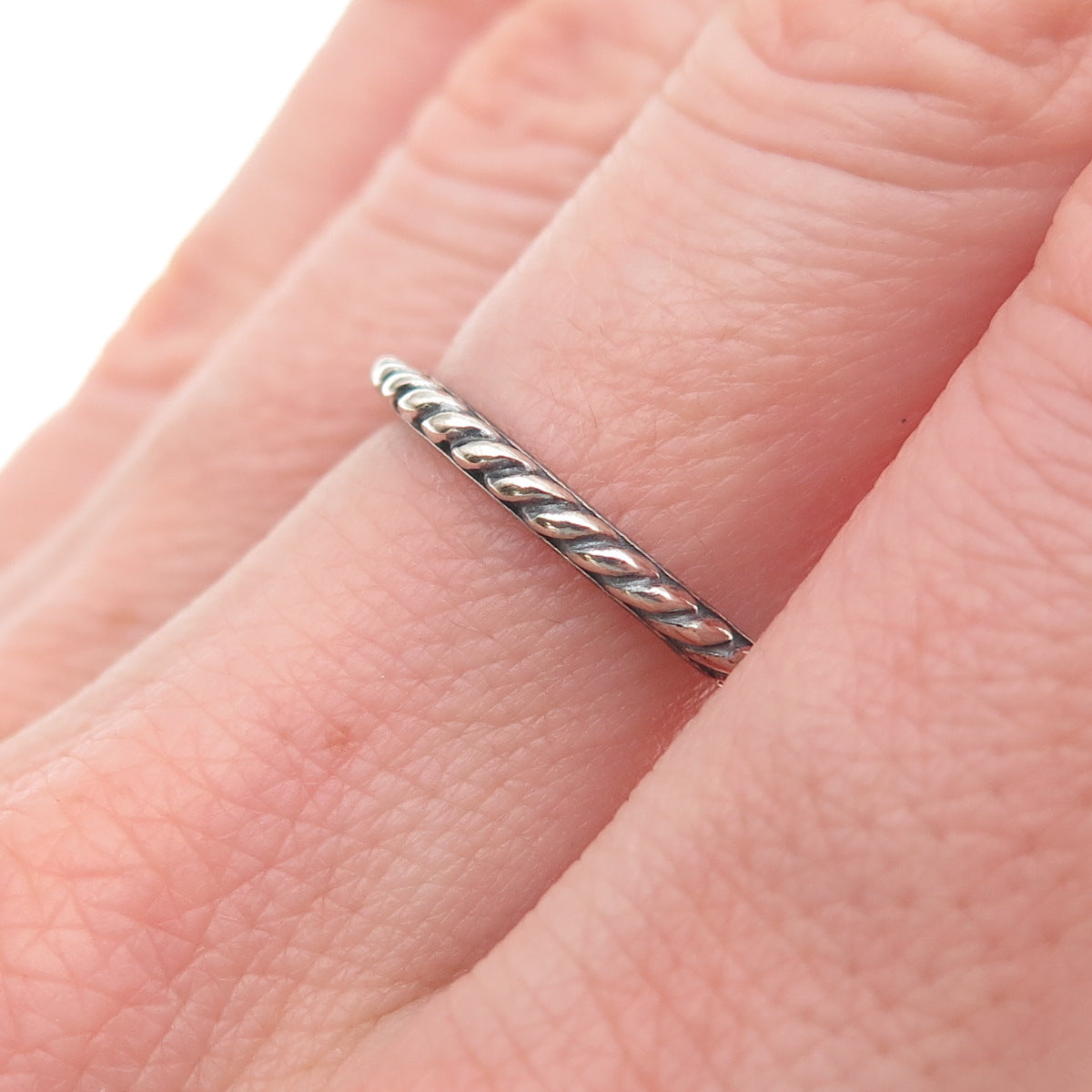 Shube 925 Sterling Silver Vintage Ribbed Stackable Band Ring Size 6.75