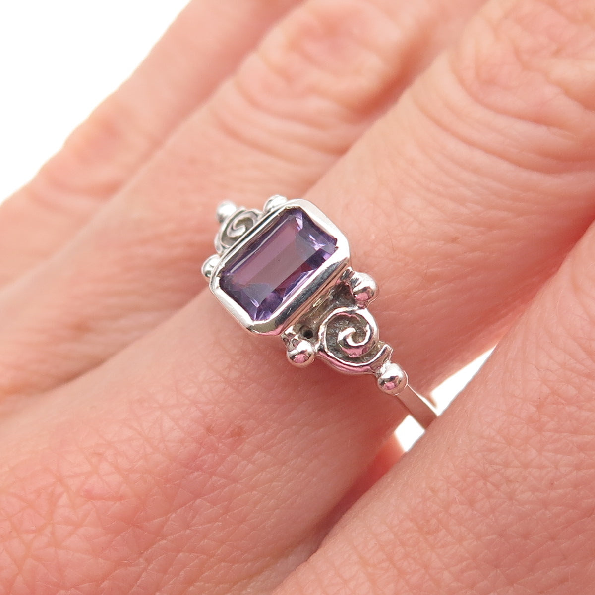 Mark Wasserman Samara Sterling Silver Vintage Real Amethyst Spiral Ring Size 7