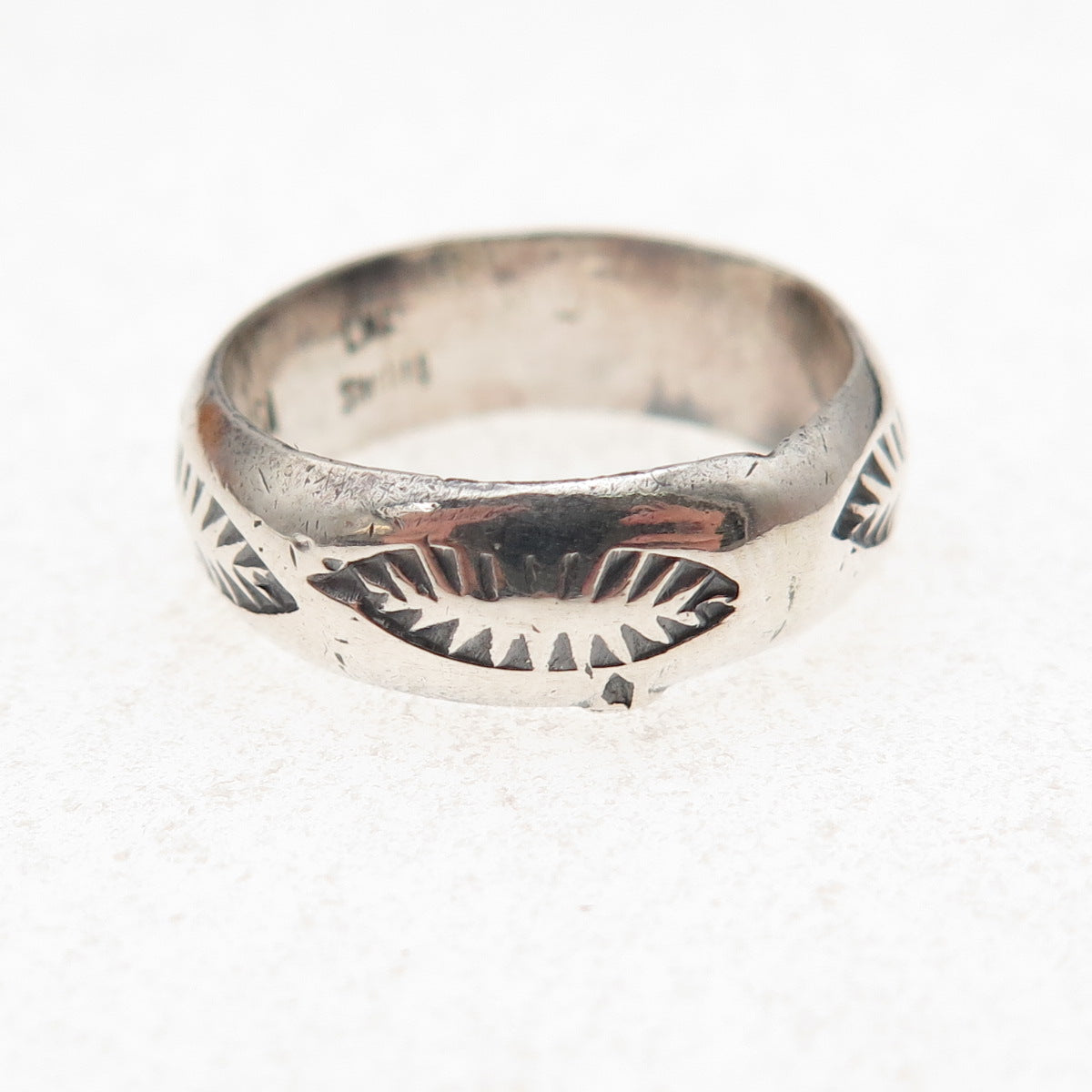 Lee McCray Navajo Old Pawn 925 Sterling Silver Vintage Tribal Band Ring Size 5.5