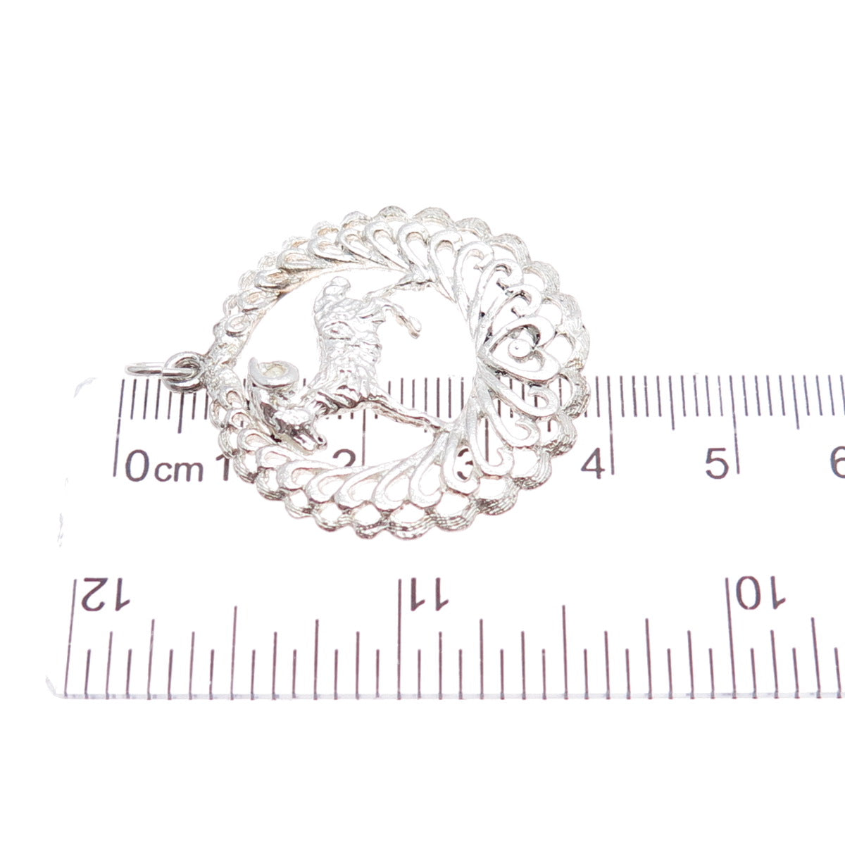 925 Sterling Silver Vintage Aries Zodiac Sign Heart Ornate Charm Pendant