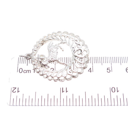 925 Sterling Silver Vintage Aries Zodiac Sign Heart Ornate Charm Pendant