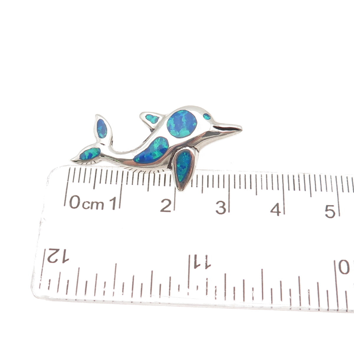 925 Sterling Silver Real Opal Friendly Dolphin Slide Charm Pendant