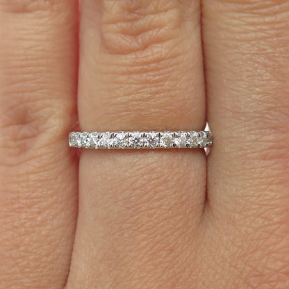 925 Sterling Silver Real Round-Cut 0.4ct Moissanite Half Eternity Ring Size 6