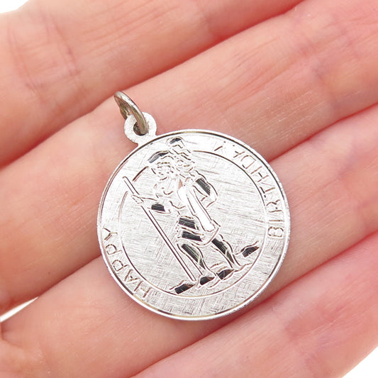 Walter E. Hayward Sterling Silver Vintage Happy Birthday St. Christopher Pendant