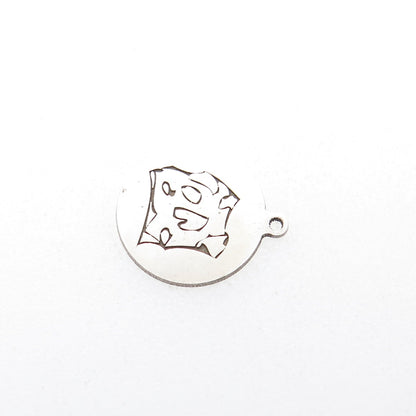 TWO IN TOWN 925 Sterling Silver Engraved Dog Round Tag Minimalist Charm Pendant