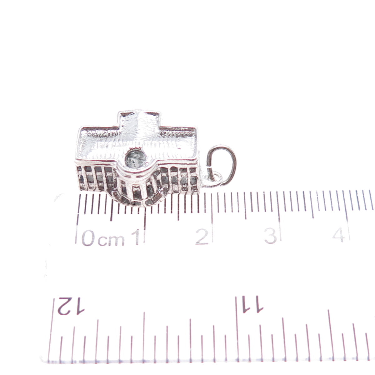 925 Sterling Silver Vintage The White House Stanhope Minimalist 3D Charm Pendant
