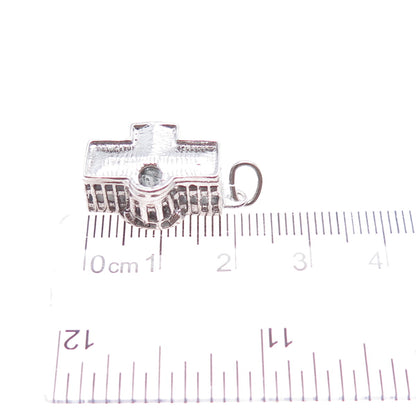 925 Sterling Silver Vintage The White House Stanhope Minimalist 3D Charm Pendant