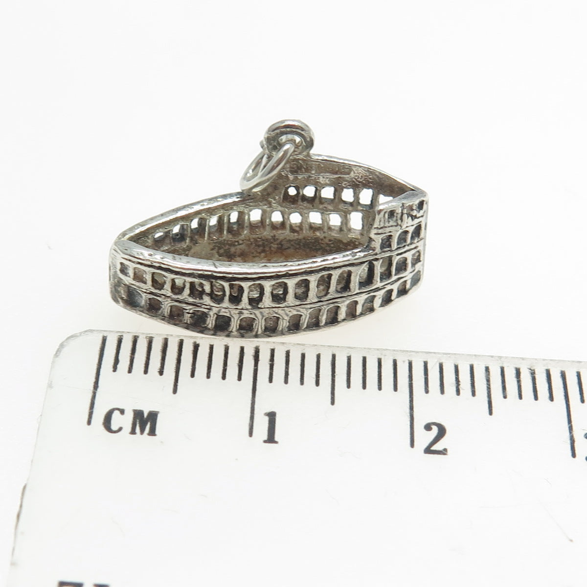 925 Sterling Silver Vintage Colosseum 3D Charm Pendant