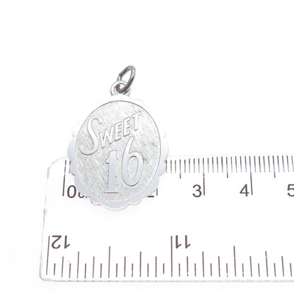 LAMODE 925 Sterling Silver Vintage Sweet 16 Charm Pendant