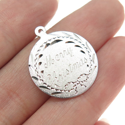 925 Sterling Silver Vintage "Merry Christmas" Engraved Pendant