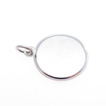 LAMODE 925 Sterling Silver Vintage Round Tag Charm Pendant