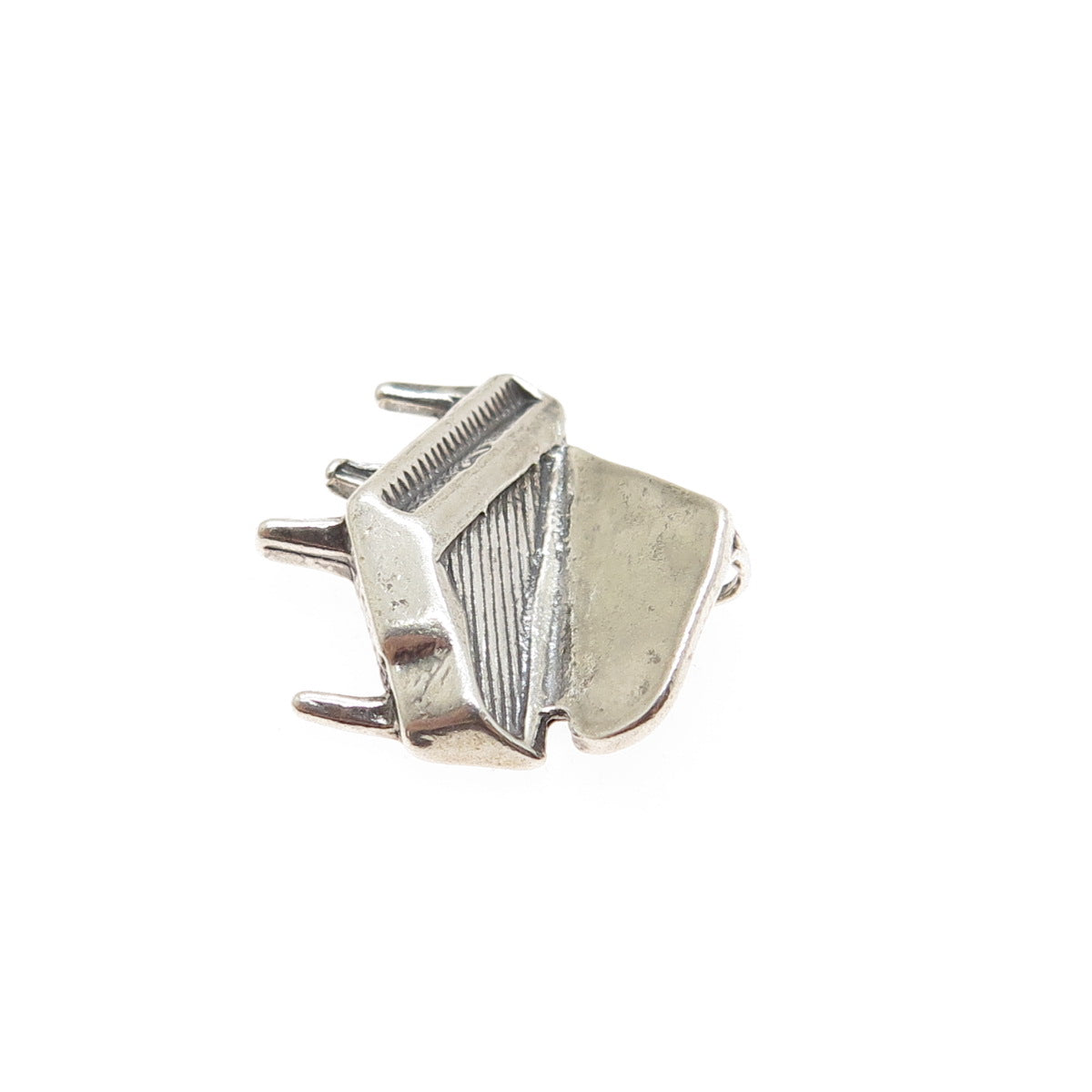 925 Sterling Silver Vintage Grand Piano Oxidized Minimalist Slide Charm Pendant