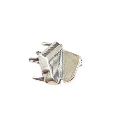 925 Sterling Silver Vintage Grand Piano Oxidized Minimalist Slide Charm Pendant