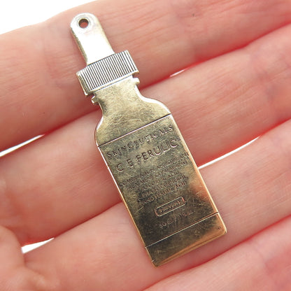 925 Sterling Silver Gold Plated Vintage SkinCeuticals C E Ferulic Tag Pendant
