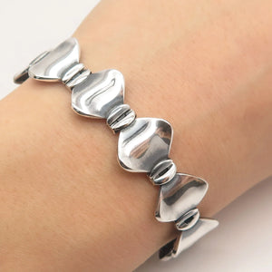 925 Sterling Silver Vintage Itaor Modernist Panel Link Bracelet 7.5"