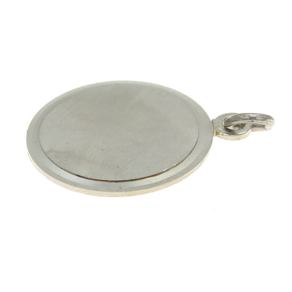 WELLS 925 Sterling Silver Vintage Engravable Round Tag Charm Pendant