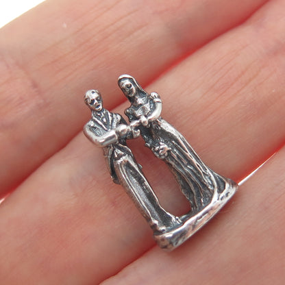 GRIFFITH & SONS CO 925 Sterling Silver Vintage Wedding Oxidized Slide Pendant