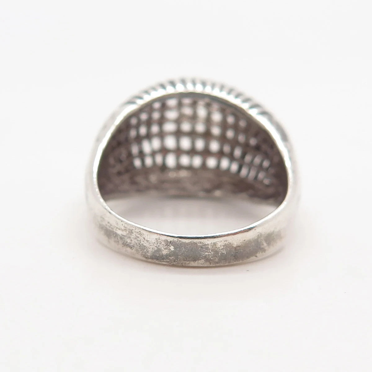 925 Sterling Silver Vintage Cage Domed Ring Size 6