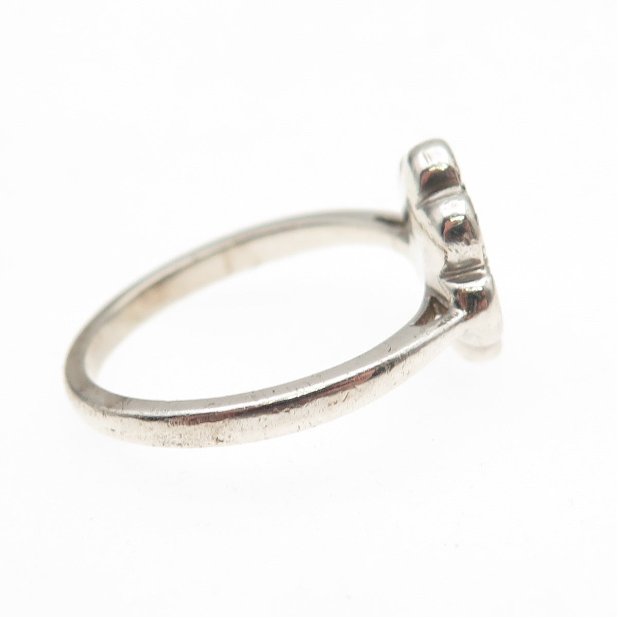925 Sterling Silver Real Round-Cut Black & White Diamond Dog Paw Ring Size 7