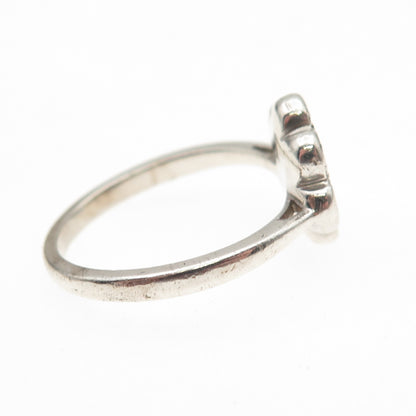 925 Sterling Silver Real Round-Cut Black & White Diamond Dog Paw Ring Size 7