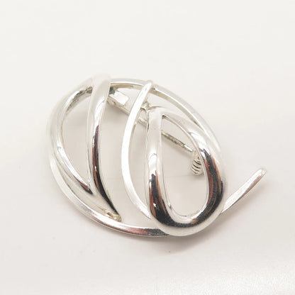 925 Sterling Silver Vintage Modernist Pin Brooch