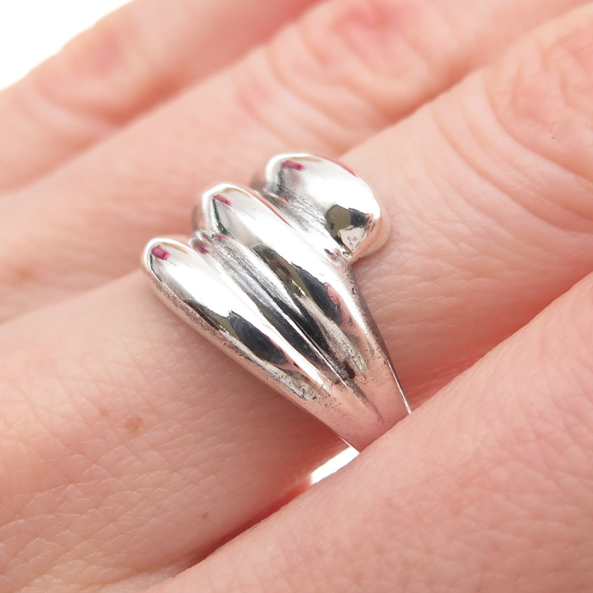 925 Sterling Silver Vintage Modernist Oxidized Ring Size 7.25