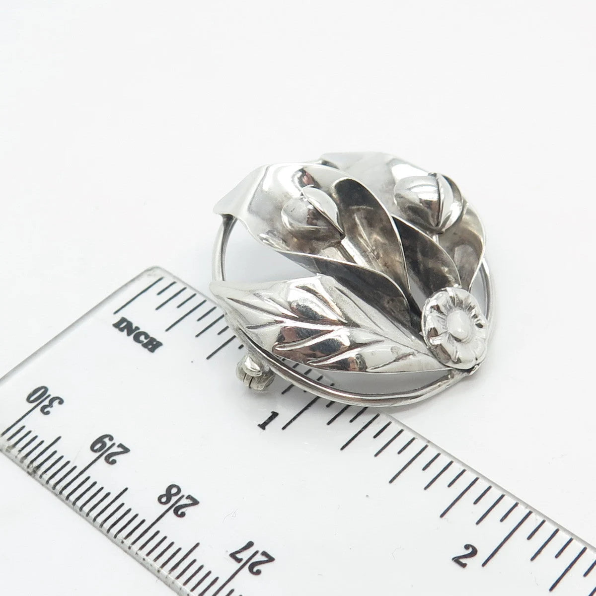 925 Sterling Silver Vintage Calla Lily Flower Handmade Pin Brooch