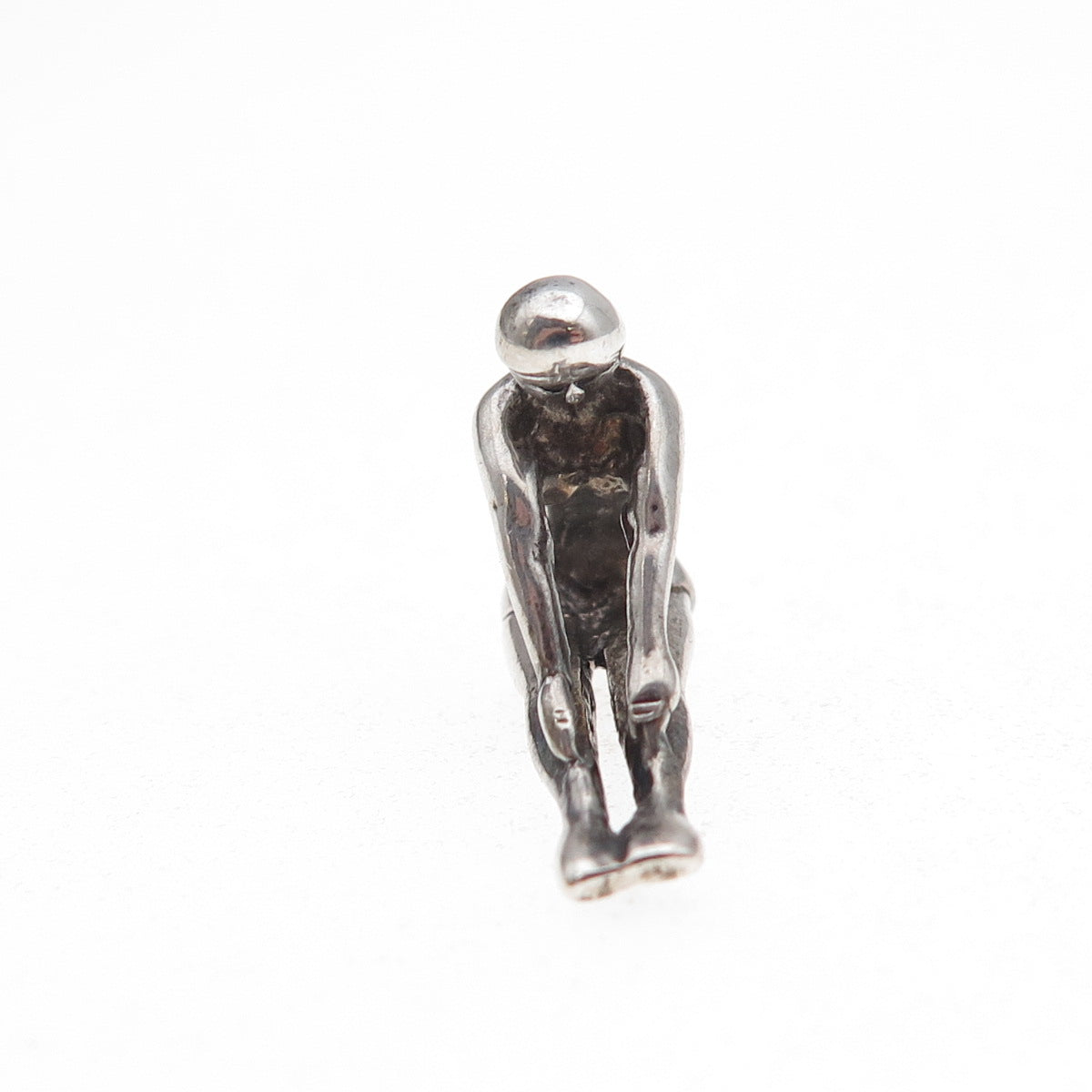 925 Sterling Silver Vintage Female Diver Oxidized 3D Charm Pendant