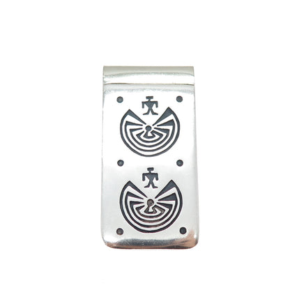 CYRUS JOSYTEWA HOPI Old Pawn Sterling Silver Man In The Maze Tribal Money Clip