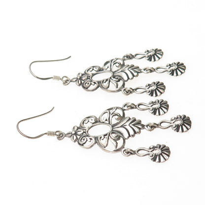 925 Sterling Silver Vintage Modernist Butterfly Oxidized Dangle Earrings
