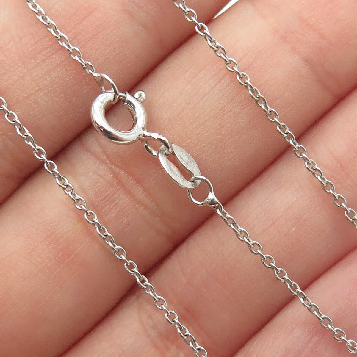925 Sterling Silver Cushion & Round-Cut Blue White C Z Cable Chain Necklace 16"