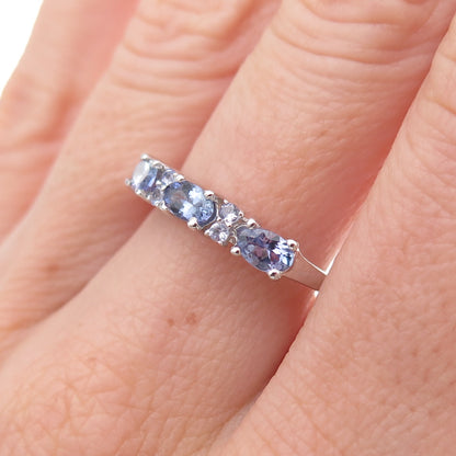 Chuck Clemency 925 Sterling Silver Real Oval & Round-Cut Tanzanite Ring Size 8