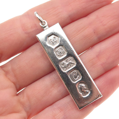Carr’s of Sheffield 925 Sterling Silver Vintage 1977 Bar Charm Pendant
