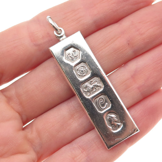 Carr’s of Sheffield 925 Sterling Silver Vintage 1977 Bar Charm Pendant