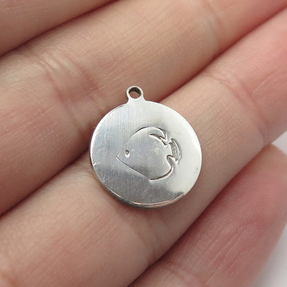 925 Sterling Silver USA Two In Town Tang Fish Charm Pendant