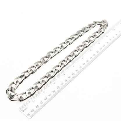 800 Silver Vintage Poland Heavy 163.9g Oxidized Curb Chain Necklace 20"