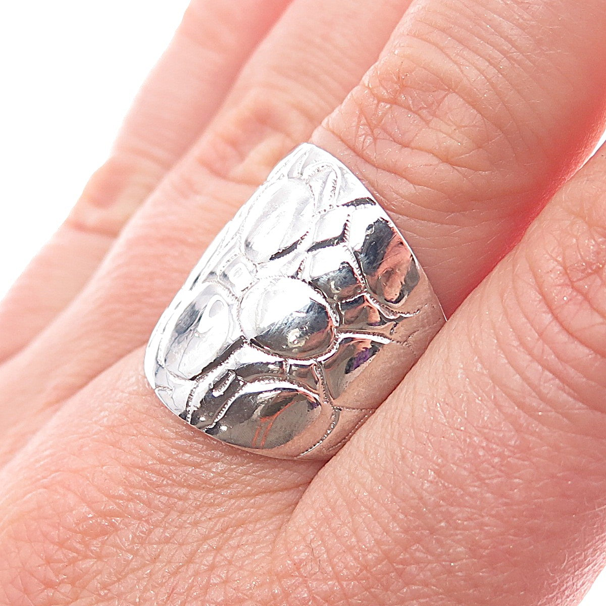 ELLE 925 Sterling Silver Real Round-Cut Ruby Flower Ring Size 8.25