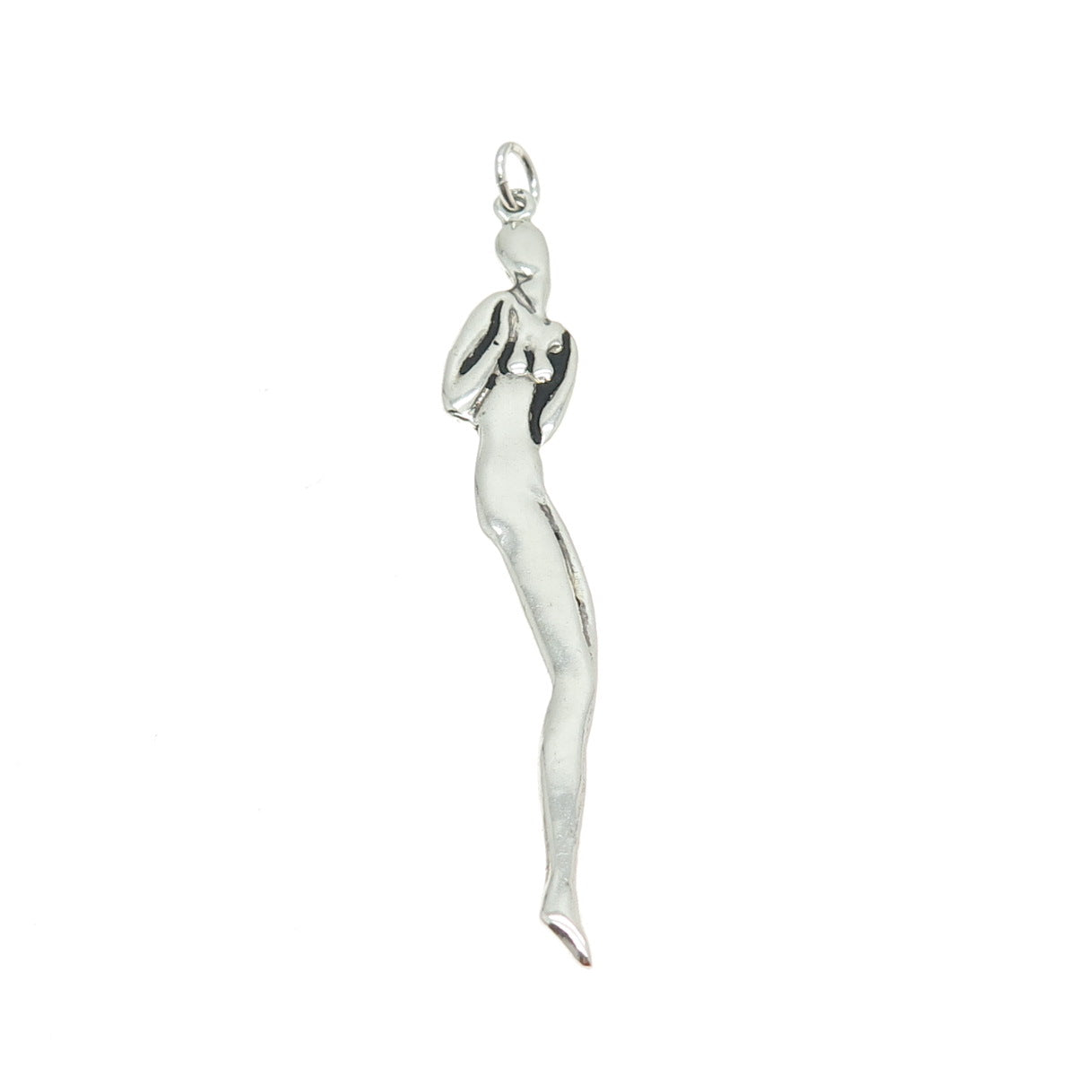 925 Sterling Silver Vintage Modernist Naked Woman Pendant