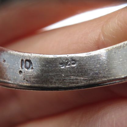 925 Sterling Silver Vintage 2-Row Bar Oxidized Band Ring Size 10.75