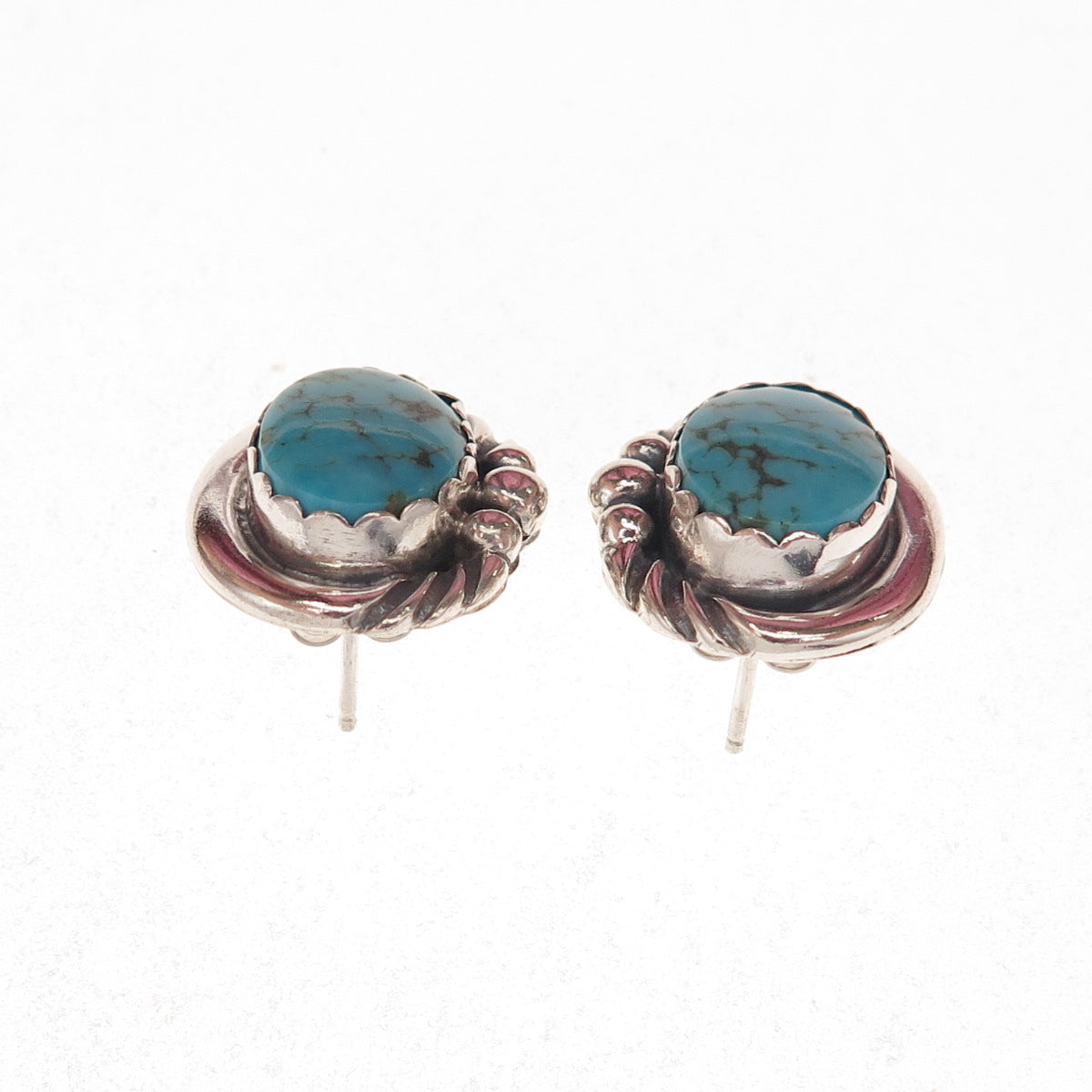 Old Pawn 925 Sterling Silver Vintage Southwestern Turquoise Tribal Earrings