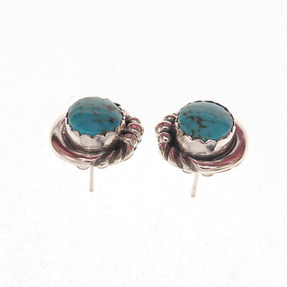 Old Pawn 925 Sterling Silver Vintage Southwestern Turquoise Tribal Earrings