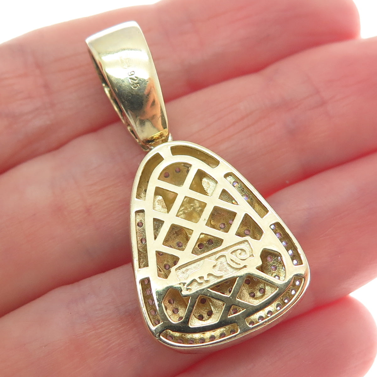 DADWANI 925 Sterling Silver Gold Plated C Z Egyptian Pharaoh Sparkle Pendant