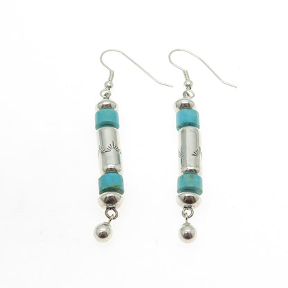 Old Pawn Sterling Silver Vintage Lone Mountain Turquoise Navajo Pearl Earrings