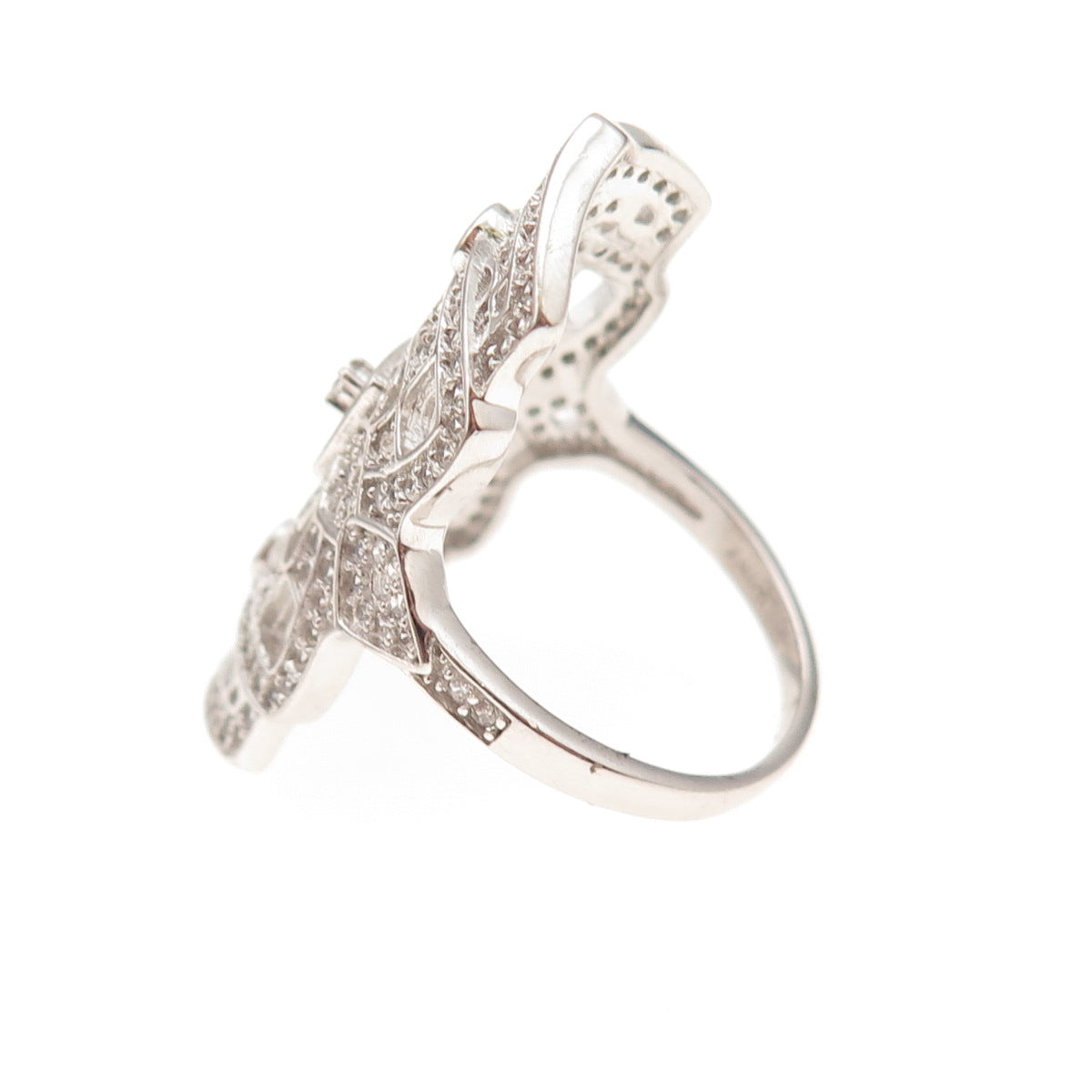 925 Sterling Silver Round-Cut C Z Statement Ring Size 6