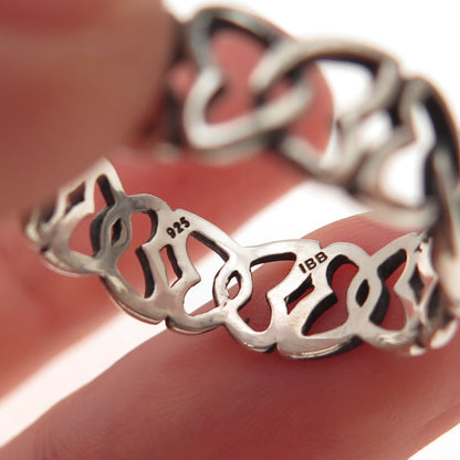 925 Sterling Silver Vintage Butterfly All Around Oxidized Band Ring Size 8