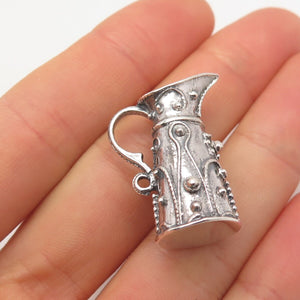 925 Sterling Silver Vintage Beaded Jug Pendant
