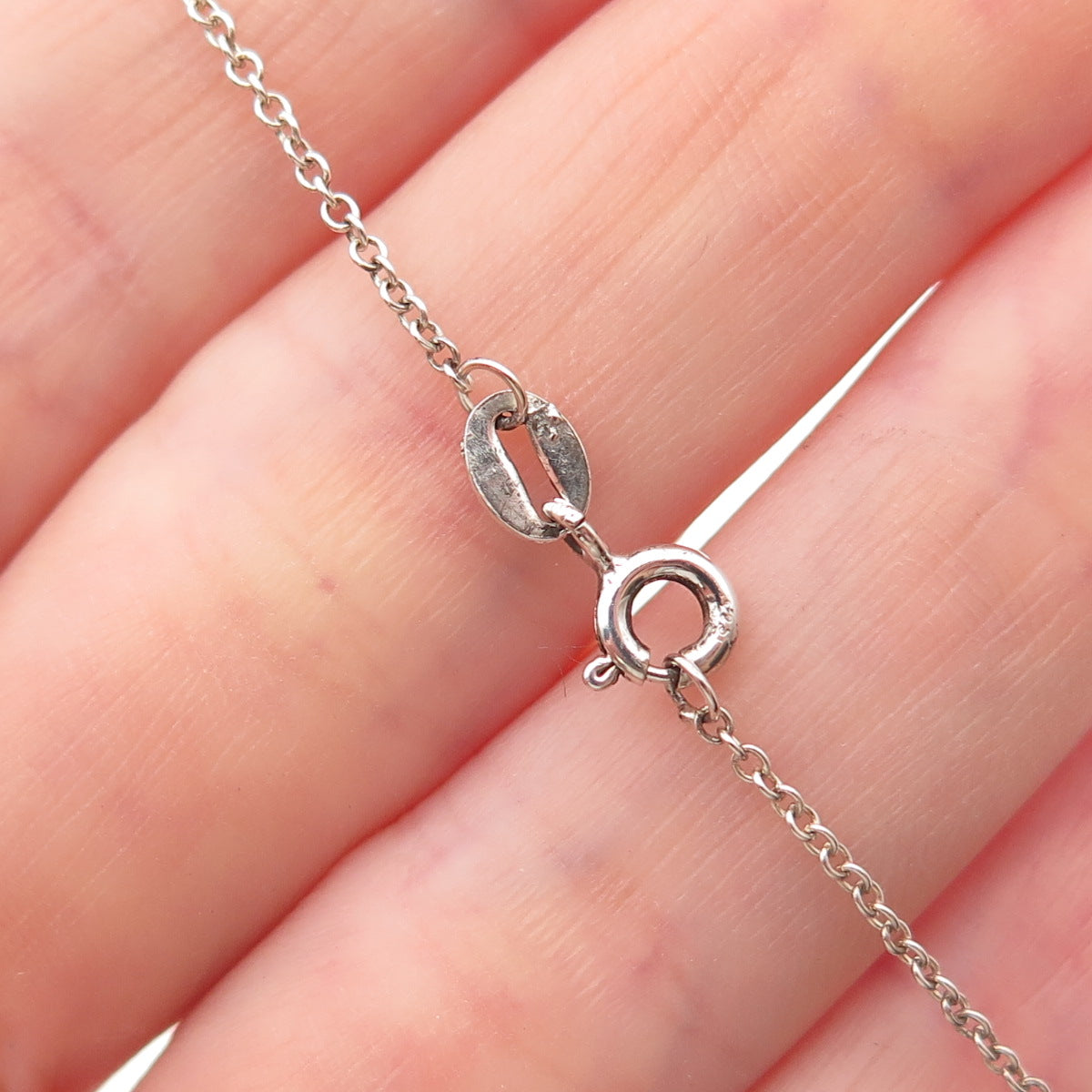 Richline 925 Sterling Silver Real Diamond & Pearl Cable Chain Necklace 18"