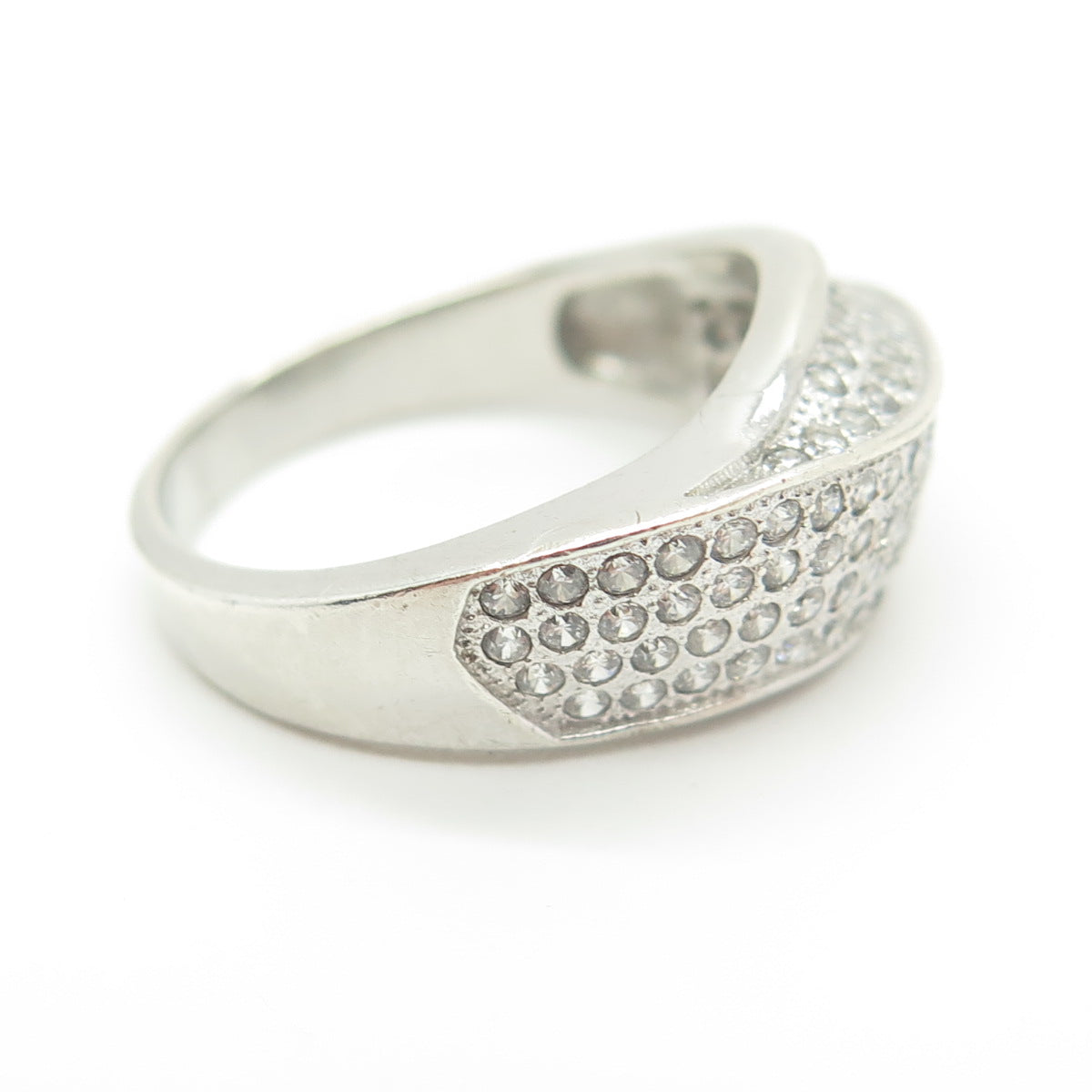 925 Sterling Silver Pave C Z Ring Size 7