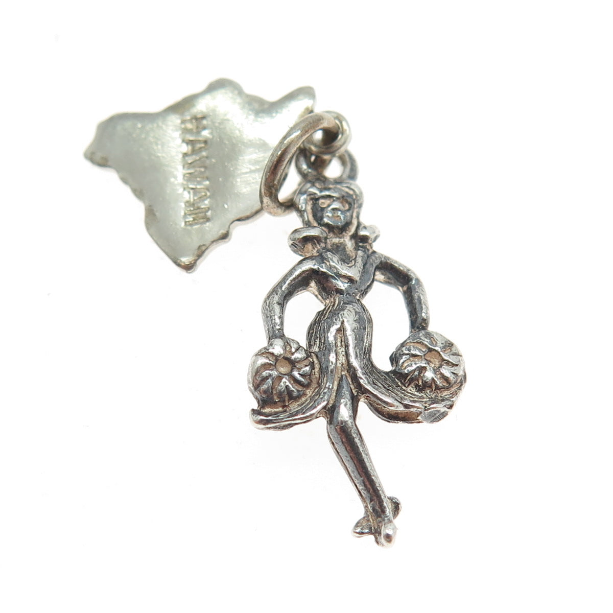 925 Sterling Silver Vintage "Hawaii" Dancing Girl 3D Pendant